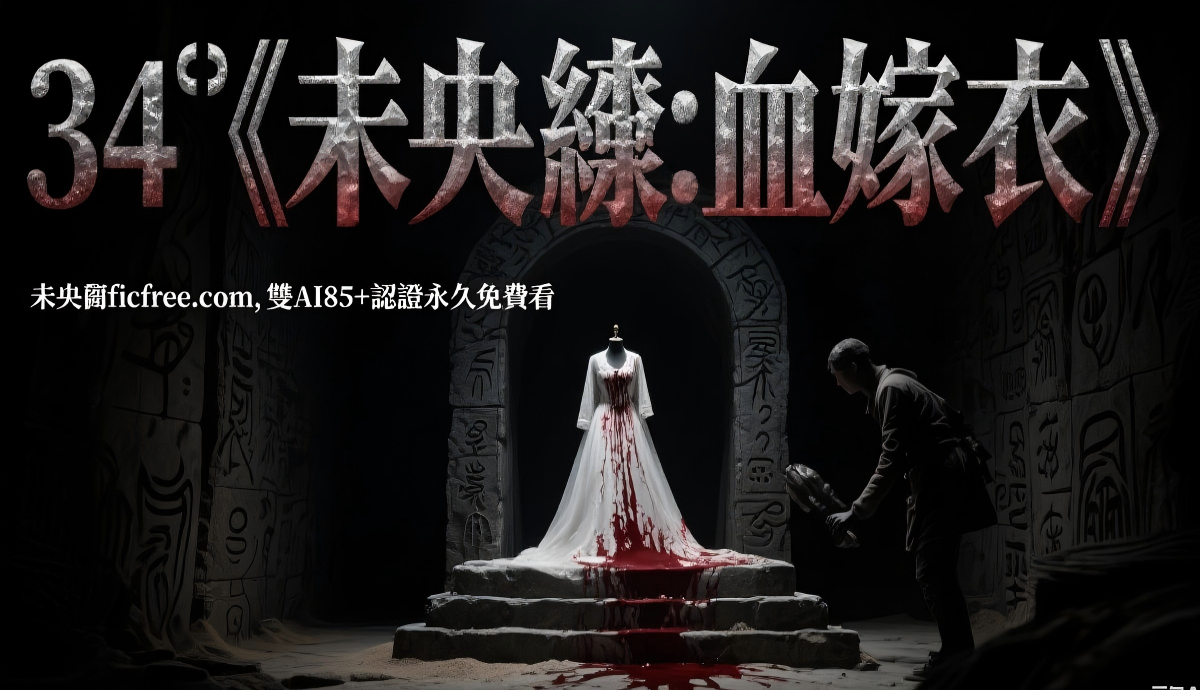 《未央繡：血嫁衣》小說封面｜青磚黛瓦背景下血紅嫁衣飄揚，搭配古風字體標題