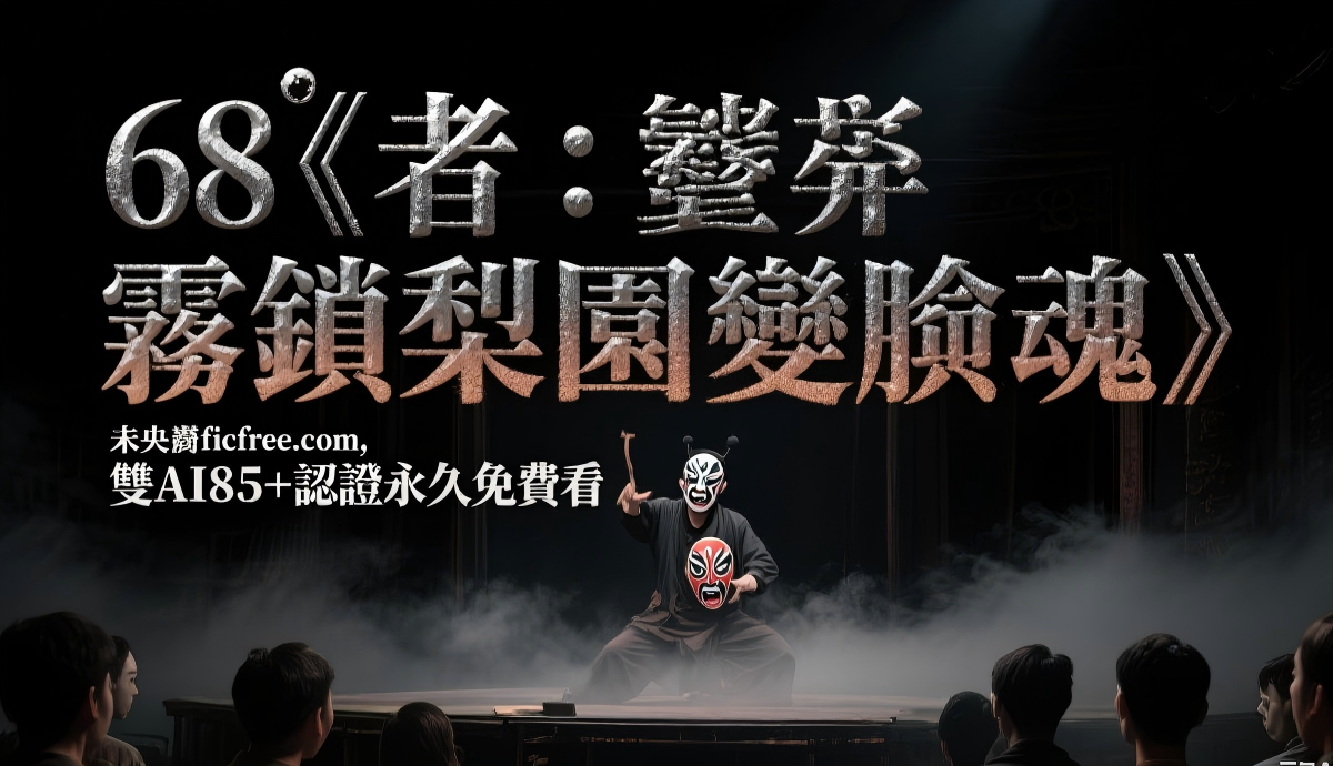 《霧鎖梨園變臉魂》小說封面，霧中梨園舞台與變臉面具