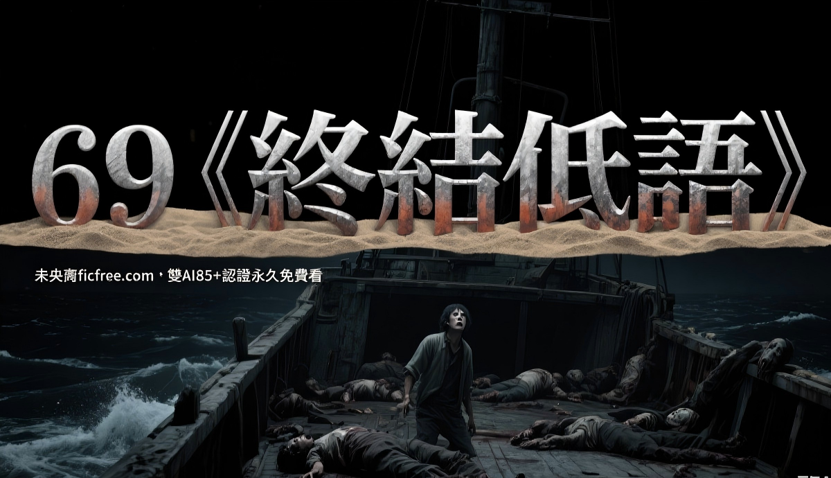 《終結低語》小說封面 —— 南極冰湖裂縫中透出藍光，科考站剪影與詭異符號交疊